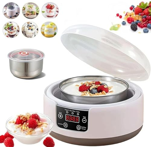 Yogurt Maker Machine with Temperature Control, 1.2L Large Capacity Probiotic Yogurt Maker with LCD Display, Multi-Function Versatile Yogurt Machine for Home Use (Without 5 Cups)