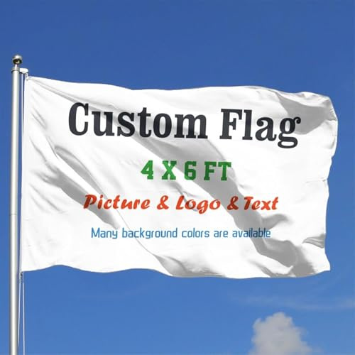 HWFOI Personalisierte Flagge – Flagge Selbst Gestalten,3X5 FT, fügen Sie Ihr eigenes Bild/Text/Logo für Garten im Freien, Dekoration, Camping-Flagge, Hofschild hinzu