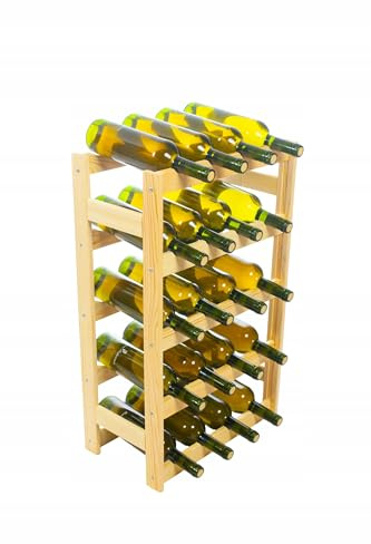 STOLMAK Portabottiglie in Legno per 20 Bottiglie 44x75x25 cm Colori del legno Naturale Caffale Vino Cantinetta Porta Bottiglie da Terra
