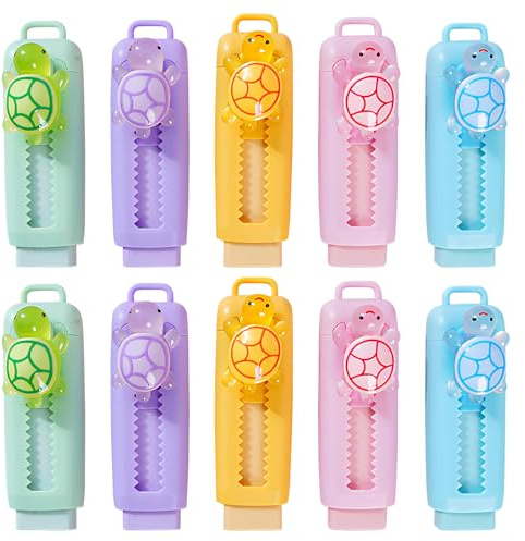 Einziehbare Radiergummis,10 Stück Lustige Radiergummis Tiere Einziehbarer Push Pull Radiergummi 4B Lustig Radiergummi Tierradierer für geburtstag Gastgeschenk Studenten Büro