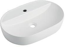 sanicomfort Aufsatzwaschtisch TARI 60 x 40 cm – ovales Waschbecken ohne Überlauf – Keramik Waschschale in weiß matt, modernes Design für Bad & Gäste-WC