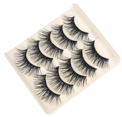 OATIPHO 5 paires Faux Cils Épais Longs Fibre Haute Qualité Cils Artificiels Noirs pour Maquillage Femme Look Dramatique et Séduisant