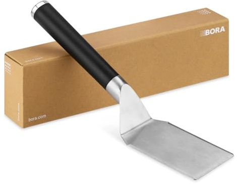 BORA KWTS Tepanspachtel, Pfannenwender aus Edelstahl, Ergonomischer Griff, Küchenspachtel, Grillwender, Spülmaschinenfest, Silber