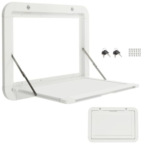 ROGONPDK RV Klappbaren Picknick Tisch, Aluminium Legierung Klappbare Wand Tisch Weiß/Schwarz, Klapptisch, Hängender Esstisch, Klappbarer Wandtisch für Wohnmobile, für Transporter (Weiß)