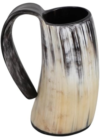 Veemoon Chope à Bière Viking de Corne 200 Ml, Gobelet Original Nordique Petit Format en Corne, Mug Renaissance Vintage pour Soirées et Décoration Intérieure