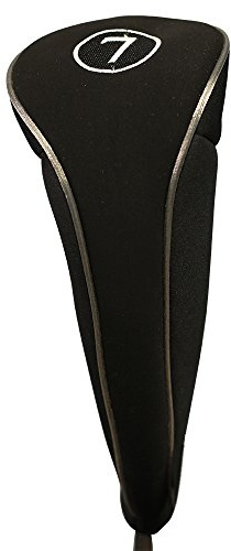 Schwarze Golfschlägerhaube mit Reißverschluss, #7, Fairway-Holz, Metall, Neopren, traditionell, einfarbig, Schutzhülle, passend für alle Fairway-Golfschläger für Golffreunde