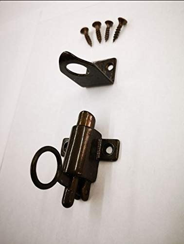 Cricchetto per finestre mm.60x45x45 ad apertura vasistas in finitura ottone brunito,completo di Incontro per cricchetto a scivolo 40x25x22 mm,viti brunite per un corretto fissaggio comprese