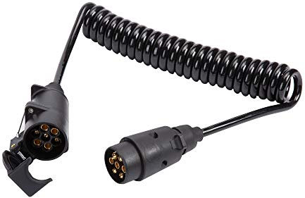 ETUKER Anhänger Verlängerungskabel 7 Polig, Anhängerkabel 7 Polig Mit Stecke, 12V Anhängersteckdose Kupplung Verlängerungskabel Spiralkabel Adapter 2 Meter, Universal Anhänger/RV/Wohnwagen Kabel