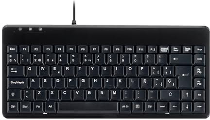 Perixx PERIBOARD-409 Mini Teclado PS2 con Cable, Negro, Layout en español
