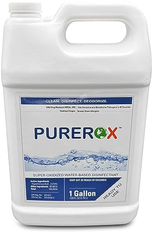 PUREROX disinfectant (1 gallon) Eliminate 99.9999% viruses, Norovirus, HIV, MRSA and fungi. PUREROX Hypochlorous technology. Hospital Grade. Use Anywhere. No residue.No Rinse. Suitable All Surfaces