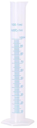 Euvoym 1 Piece 100ml Transparent Blue Line Measuring Graduated Cylinder Science Measuring Lab Test Tube Flask Liquid Measuring Tools (100ml)