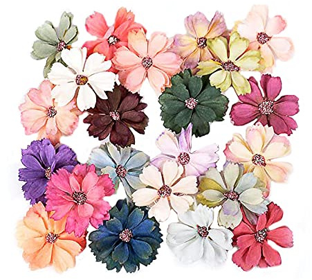 Dtaeye 60 Stücke Streublumen Deko Künstliche Blumen Handwerk Blume Kopf Blumenkopf KüNstliche Simulation Dekorativer für Basteln Scrapbooking Hochzeit Party Home Deko,Zufällige Farbe