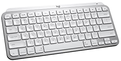 Logitech MX Keys Mini for Mac Minimalist Wireless Keyboard, Compact, Bluetooth, Backlit Keys, USB-C, Tactile Typing, Compatible with MacBook Pro,Macbook Air,iMac,iPad - Pale Grey | USB-C rechargeable, pairs with 3 devices via Bluetooth, MacBook Pro, MacBook Air, iMac, iPad, Backlit Keys, Smart dication