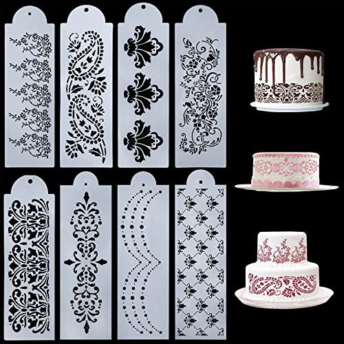 Kuchen Dekoration Schablonen Kuchen Spitze Schablonen Fondant Zubehör für Tortendeko Kekse Fondant Dessert Weiß 8 Stück