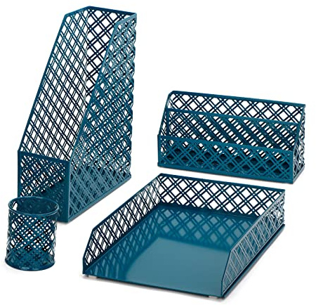 Exerz Organizer da scrivania 4 pezzi/set da ufficio include: vassoio per lettere A4 x 1, portariviste A4 / portadocumenti verticale x 1, separatore di lettere x 1, portapenne x 1