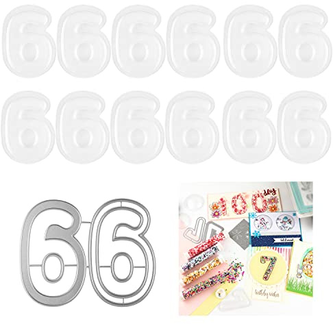 BAOFALI 13Pcs 6 Number 3D Shaker Covers Blisters Domes Die Set for Shaker Card Making Puffy Covers Scrapbooking Tool