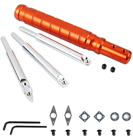 O'SKOOL Set di utensili per tornitura in legno carburo per tornio include forma a diamante, rotonda e quadrata Scalpelli per tornitura con punta in carburo sostituibile Scalpelli per tornitura del