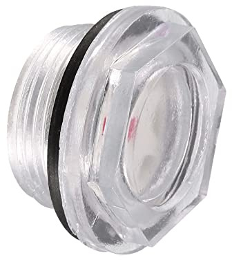 M METERXITY Plástico Aceite Nivel Mirilla Vidrio con Junta Tórica - Aire Compresor Accesorios Comprobar la Bomba Aceite Nivel, Aplicar a Tanque (27mm Diámetro, Transparente, Negro, blanco)