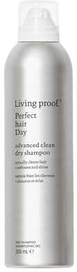 Living Proof Perfect Hair Day Advanced Clean Dry Shampoo | Champú seco que absorbe aceites, grasas y sudor para frescura, brillo y suavidad, sin siliconas, parabenos, talco, 355 ml