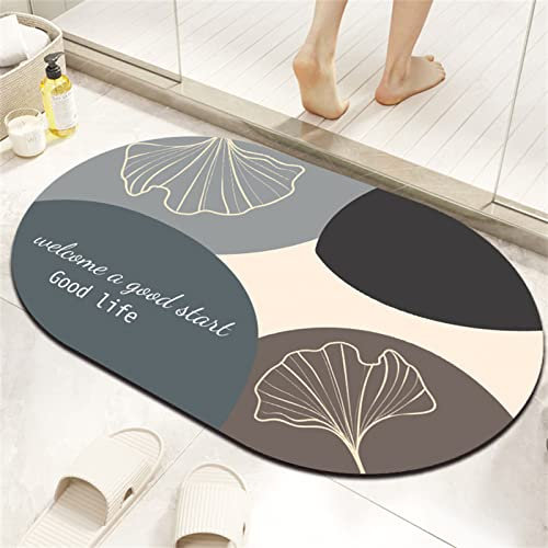 Heeboode Badematte Rutschfester Badezimmerteppich Absorbierender Badteppich 40x60cm Duschmatte Schnelltrocknende Badematte Home, Badvorleger rutschfest Waschbar, Bad Teppiche Badezimmermatte Blatt
