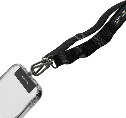 MAGEASY Universal Cell Phone Lanyard Crossbody - Anti-Theft Crossbody Phone Strap for iPhone 16 Pro Max & Most Smartphones, for Men & Women | 20mm (Black)
