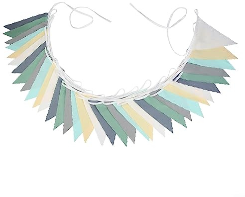 ZYWUOY Wimpelkette, 10 m, dreieckige Flagge, Girlande für Hochzeit, Geburtstag, Party, Dekoration (grün)