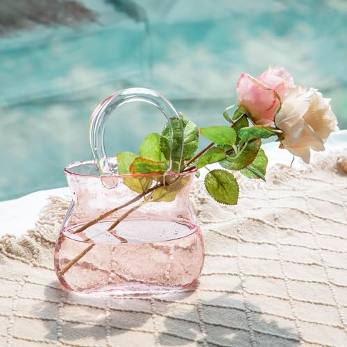 Purse Vase Unique Flower Vase for Centerpieces Aesthetic Glass Purse Vase for Flowers Room Décor Cute Bag Vase Modern Decorative Clear Glass Vase for Home Decor