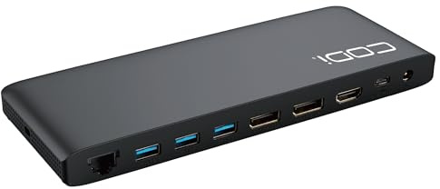 CODi Centro1202 Multi-Display USB-C Docking Station – Dual 4K Dock (2X DP & HDMI), 100W Power Delivery, MST Support, USB-A 3.0 Ports, Gigabit Ethernet, SD/MicroSD, Audio – Universal USB-C Laptop Dock