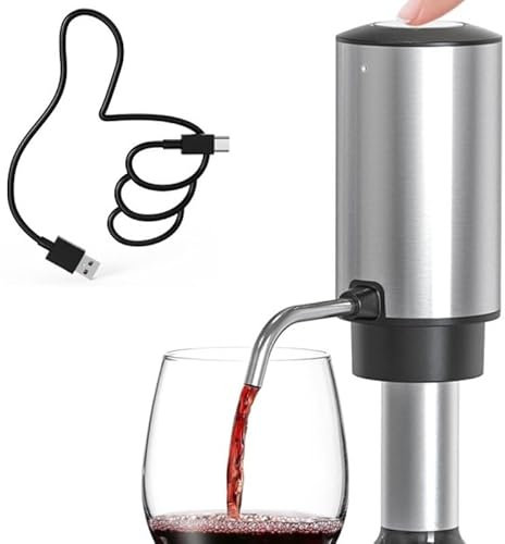 CorporateGiftPro, decanter elettrico per vino, ricaricabile, versatore e regali per gli amanti del vino, in acciaio inox, ricaricabile
