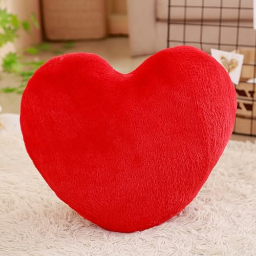 SYSUII Herzkissen Kuschelkissen Schmusekissen,40 * 35CM Herzform Kissen Dekokissen Zierkissen Plüsch Herz Dekoratives Kissen für Sofa Schlafzimmer Sofakissen Raumdekoration für Kinder/Mädchen -Rot