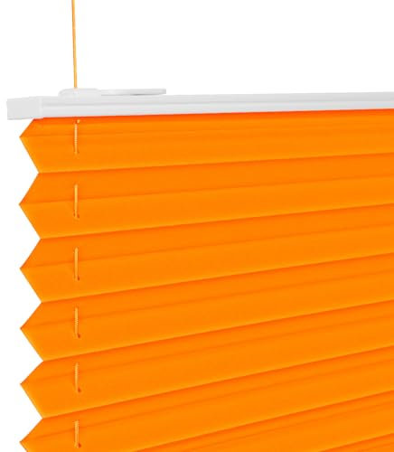 Plissee ohne Bohren Orange 70x130cm Plissee Klemmfix Version Plisseerollo Sichtschutz und Sonnenschutz Blickdicht Easyfix lichtdurchlässig Rollo für Fenster & Tür