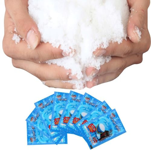 Yokawe 8 Beutel künstlicher Sofortschnee, realistische Kunstschneedekoration für den Winter, Weihnachtsbaum, Schneeflocken, Schnee, Basteln, Urlaubsdekoration 8pcs