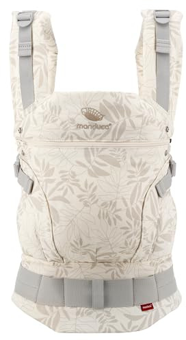 manduca First - Mochila Portabebés Ajustable (3,5-20 kg) - Portabebés Para Porteo Frontal, a la Cadera y a la Espalda - Botánico Vainilla