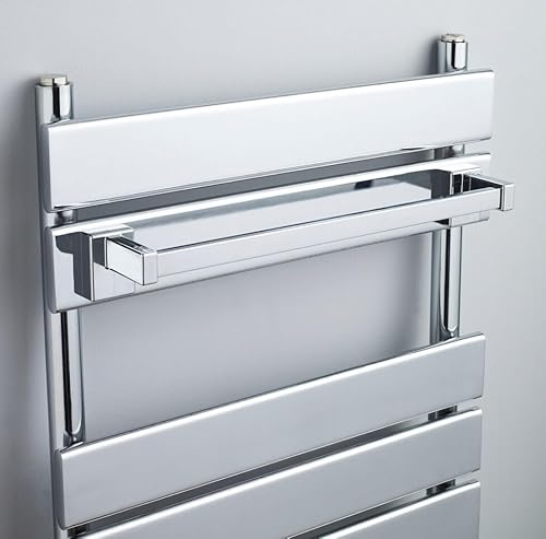 Balterley Magnetic Bathroom Radiator Towel Rail Hanger, Square Chrome Towel Rail Radiator, Bathroom Towels Hanging Rails for Vertical Round Bar Radiatiors, 450 x 70 x 60mm (Chrome)