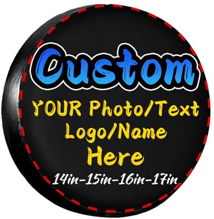 Custom Spare Tire Cover, Personalised Picture Logo Text Spare Wheel Cover Customized Waterproof Dust-Proof Universal Spare Tire Protector for Many Vehicles (15 inch)