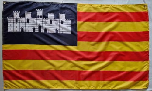 Balearernas flagga förstärkt med 4 öljetter 150 cm x 90 cm (Balearerna) MateyCo