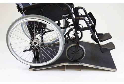 JJENXYYDS Rollstuhlrampe, Brückenschwellenrampe mit Stützrahmen, rutschfeste Oberfläche, hohe, kompakte Aluminiumrampe, Rampe für Rollstühle, Treppen, Lieferwagen, Stufen,27.6 Wx15.8 Lx1.2 H