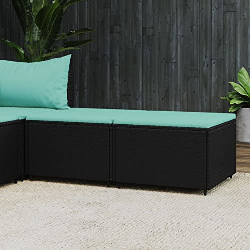 Buzaza Gartenhocker mit Kissen Hocker Outdoor Garten Hocker FüR Draussen Sitzhocker Outdoor 2 STK. Schwarz Poly Rattan - 319805