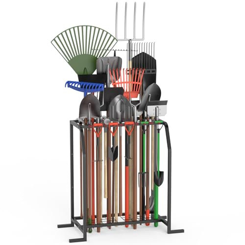 Trieez Extra großer Garten-Werkzeug-Organizer für Garage, fällt nie um, Hof-Werkzeug-Organizer, Garage für Organisation und Aufbewahrung, Werkzeugständer für Schuppen, Outdoor, Werkzeugständer