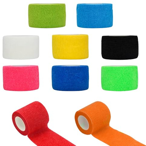 Pamtns 20 Stück Selbstklebender Verband 2,5cmx4,5m Selbsthaftende Bandage für Erste Hilfe Haftbandage Fixierbinde Elastische Binde Mullbinden Cohesive Bandage 10 Farben für Finger Hand Arm Pet
