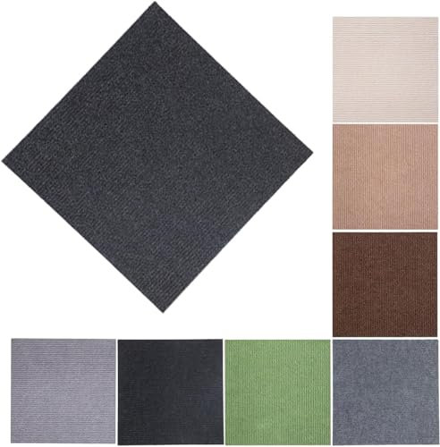 Teppichfliesen Selbstklebend Teppichfliesen für Zuhause, 8 Stück, abnehmbare, Selbstklebende Teppichfliesen, abziehen und ankleben, reinigen, 20 Zoll (grau), grau