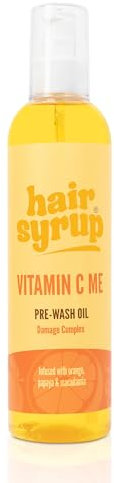 Hair Syrup | Vitamin C Me Pre-Wash Hair Oil | Revive Fragile, Delicate Strands | Made with Sweet Orange Oil, Papaya & Macadamia | Vegan | 100% Natural | 300ml Pump Bottle Applicator