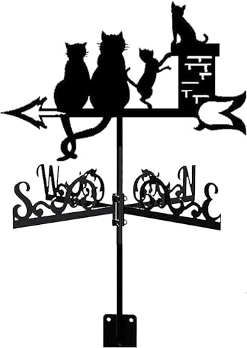 MWAYOYTE Veleta de Metal para Exteriores, de Hierro, para jardín, indicador de dirección del Viento, Herramienta Negra para medir el Viento (B)