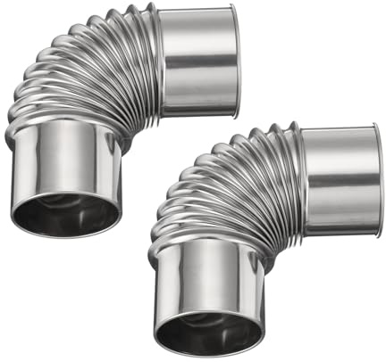 PATIKIL 60x215mm 90 Degree Stove Pipe, 2Pcs Stainless Steel Elbow Tent Stove Chimney Pipe Flue Extension Crimping with Turned Edges for Camping Stove Vent Water Heater Smoke Exhaust