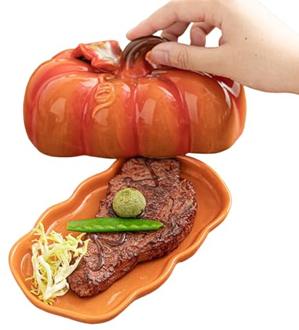 Setauoo Beurrier Avec Couvercle | Assiettes à Casse-Croûte Automne - Plat Décoratif Avec Couvercle Pour Stockage Beurre Fromage Fruits Desserts Pièce Maîtresse Automne Action de Grâce Halloween