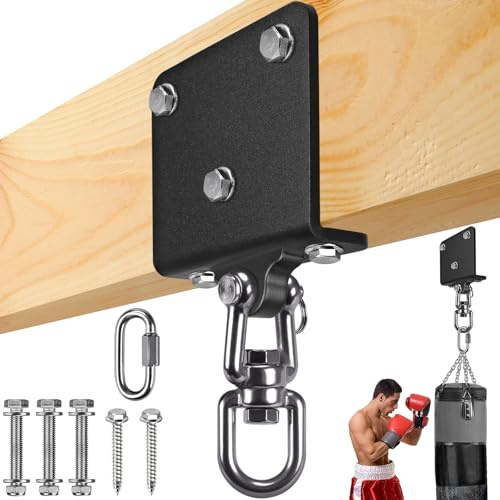 SELEWARE ELEWARE Boxsack Halterung Boxsack Aufhängung - 360° Arehbarer Schwerlast Deckenhaken 1000 LB Kapazität Boxsack Aufhänger Schaukelhaken mit Lagern Haken zur Befestigung Schwerer Boxsäcke