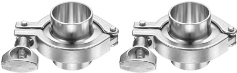 PATIKIL Sanitary Clamp Fitting, 2Set 1.5 Tri Sanitary Clamp to 1-1/4 Tube OD Weld Ferrule 304 Stainless Steel Heavy Duty Pipe Fittings with Silicone Gasket, Silver