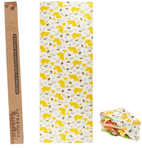 Bienenwachstücher Rolle, Wachstücher Für Lebensmitte, Bienenwachspapier Für Lebensmittel für Lebensmittelaufbewahrung, Käse- und Sandwich-Verpackungen Beeswax Wrap