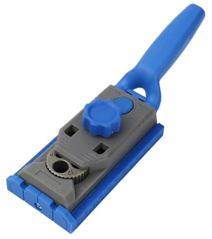 Opatiny Woodworking Pocket Hole Jig Drill Locator with Hardened Steel Core and Depth Scale for Precision Dowelling and Joints, Blue