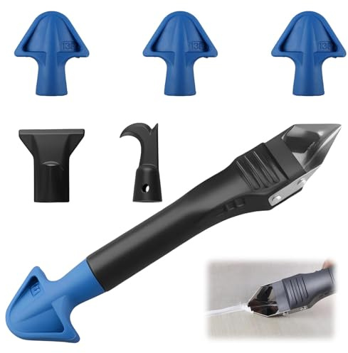 5-in-1 Silicone Remover Tool Set, Multi-Function Caulking Scraper with 3 Interchangeable Heads, Silicone Sealant Removal Kit for Professional and DIY Use
